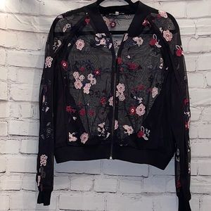 EUC Lucy Paris sheer style bomber jacket. Sz L
